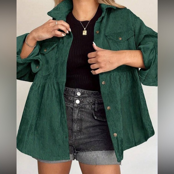 Luxe hunter corduroy button down jacket top - Picture 1 of 12